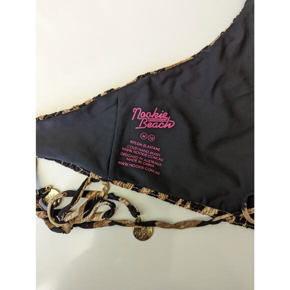 Nookie Beach Wild One Vintage Halter Top Swim Swimwear Bikini Top Leopard Print - Picture 4 of 5